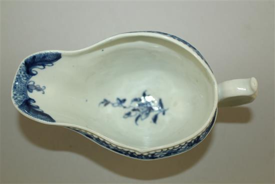 A Worcester strap fluted sauceboat, c.1760 15.5cm